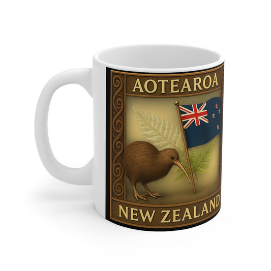 Aotearoa New Zealand Kiwi Coffee Mug — NZ Souvenir V3