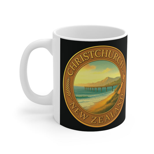 Christchurch Pier New Zealand Coffee Mug- NZ souvenirs
