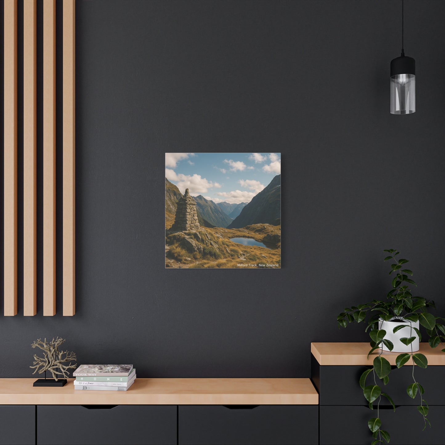 Milford Track Canvas Print — Alpine Cairn & Valley View, Fiordland NZ