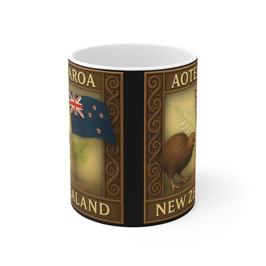 Aotearoa New Zealand Kiwi Coffee Mug — NZ Souvenir V3
