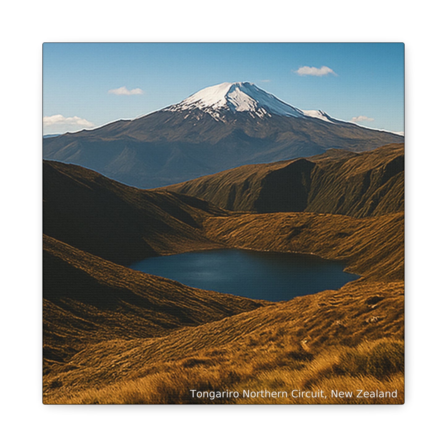 Tongariro Northern Circuit Mountain landscape with a lake and snow-capped peak in New Zealand