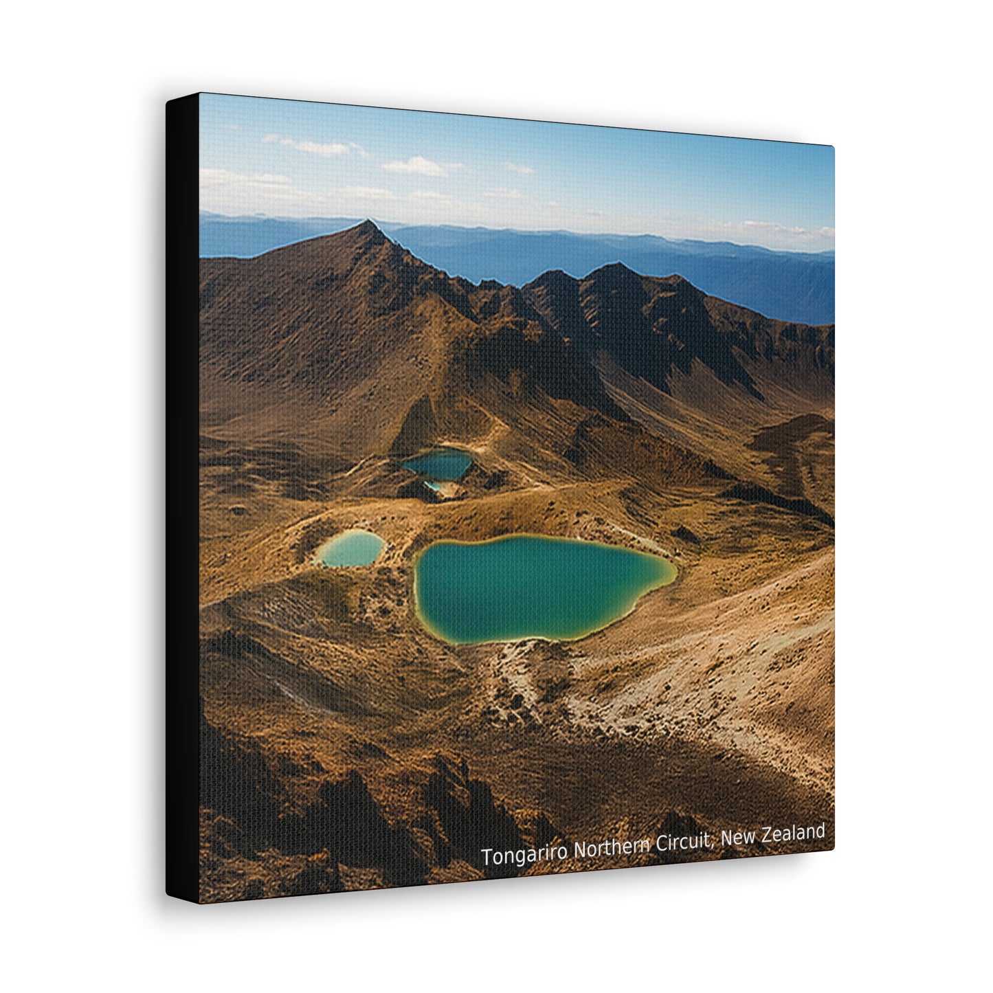 Tongariro Northern Circuit Canvas print of a mountain landscape with lakes, featuring Tongariro Northern Circuit, New Zealand.