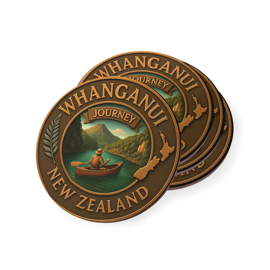 Coasters with 'Whanganui New Zealand' design on a white background
