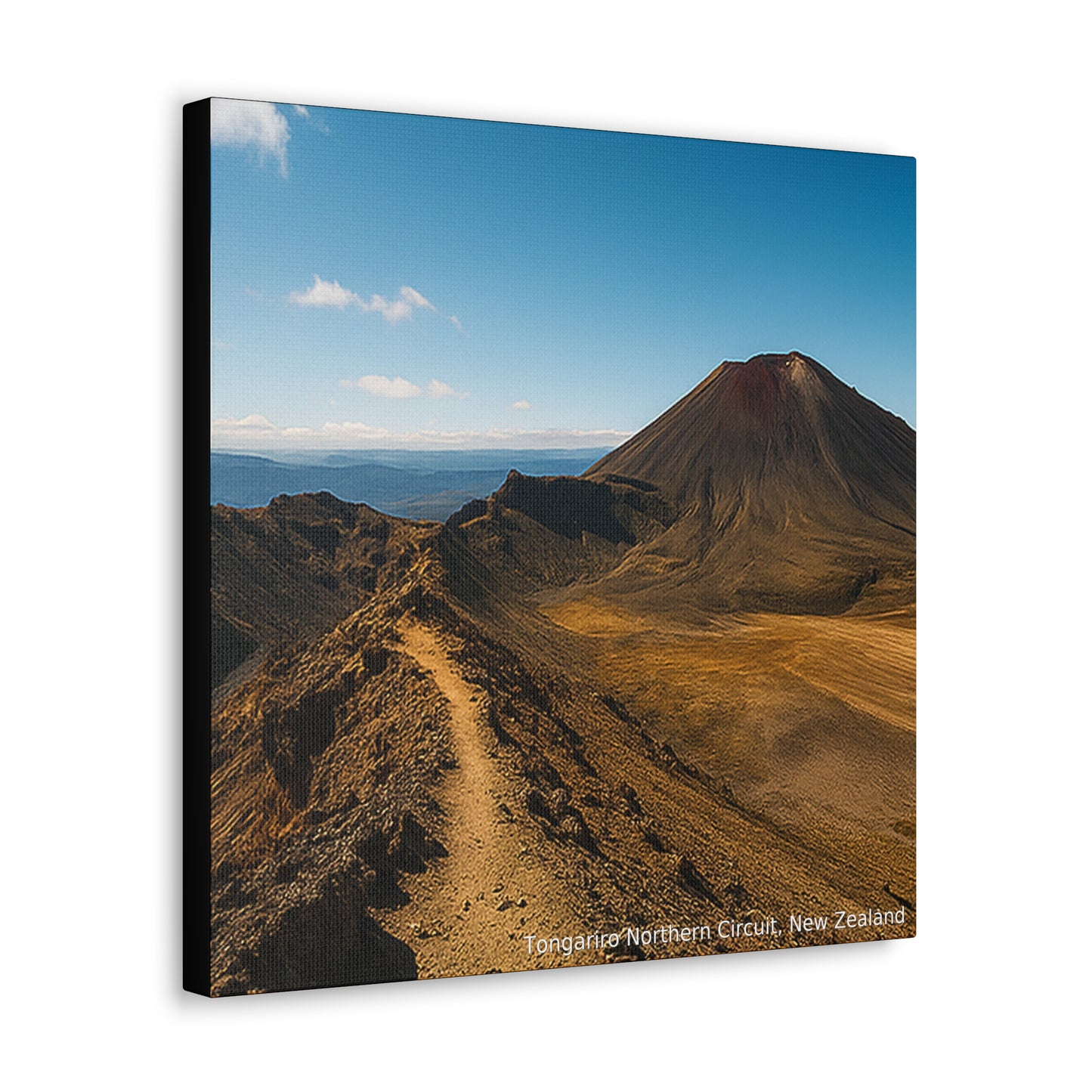 Tongariro Northern Circuit Canvas print of a mountain landscape with a clear blue sky.