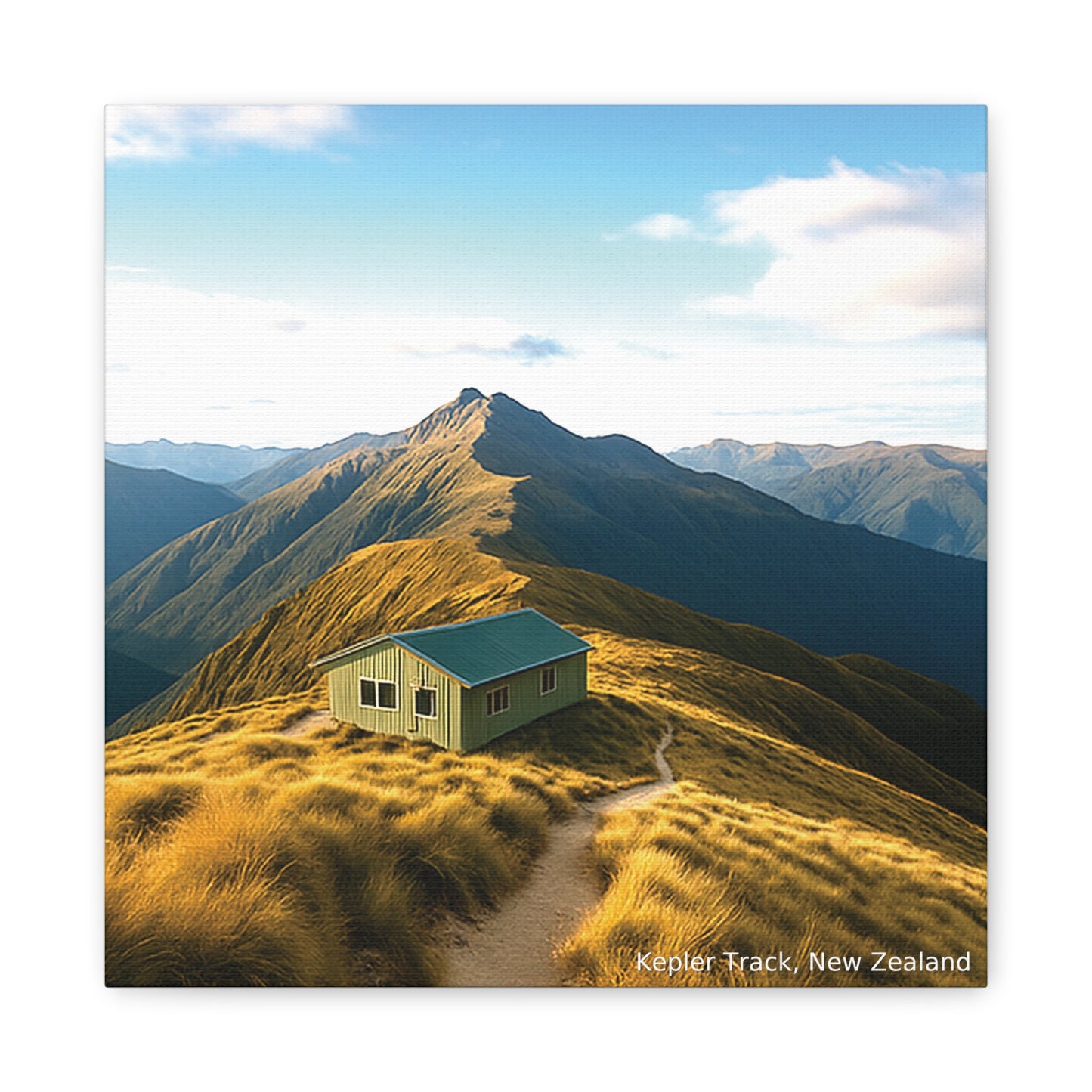 Kepler Track Small cabin on a mountain with a scenic view of mountains and sky.