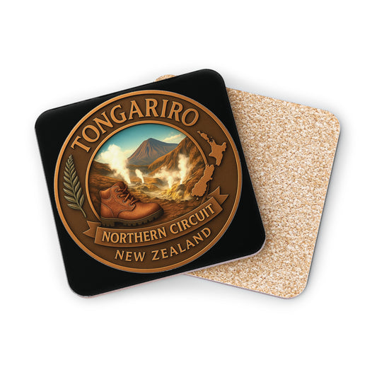 Coaster with Tongariro Northern Circuit New Zealand design on a white background