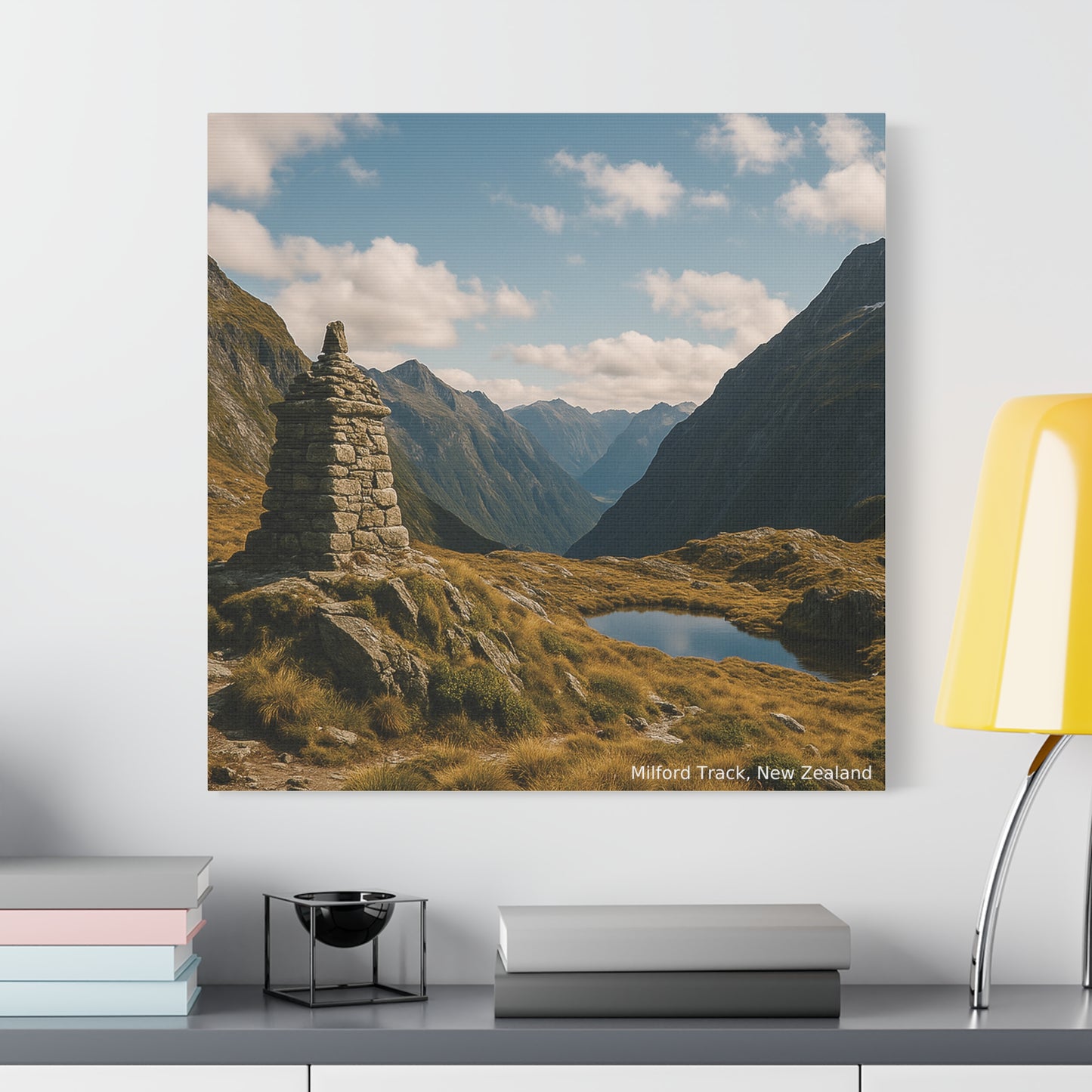 Milford Track Canvas Print — Alpine Cairn & Valley View, Fiordland NZ