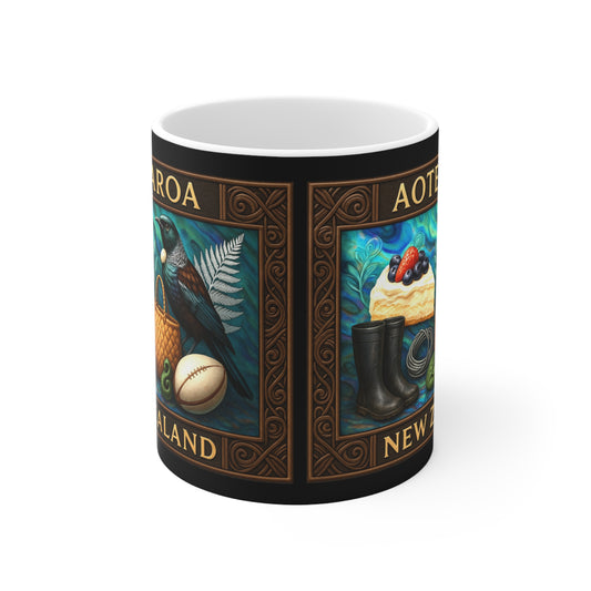 Aotearoa New Zealand Kiwiana Coffee Mug — NZ Souvenir v2