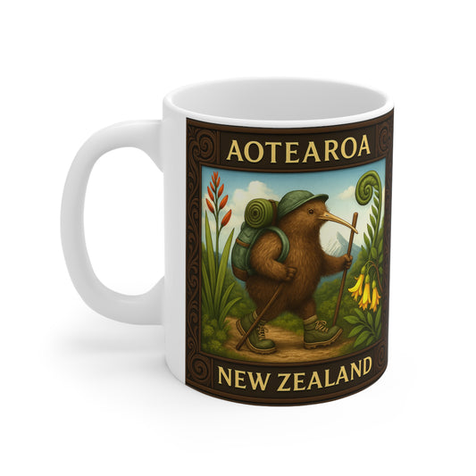 Aotearoa New Zealand Hiking Coffee Mug — NZ Souvenir